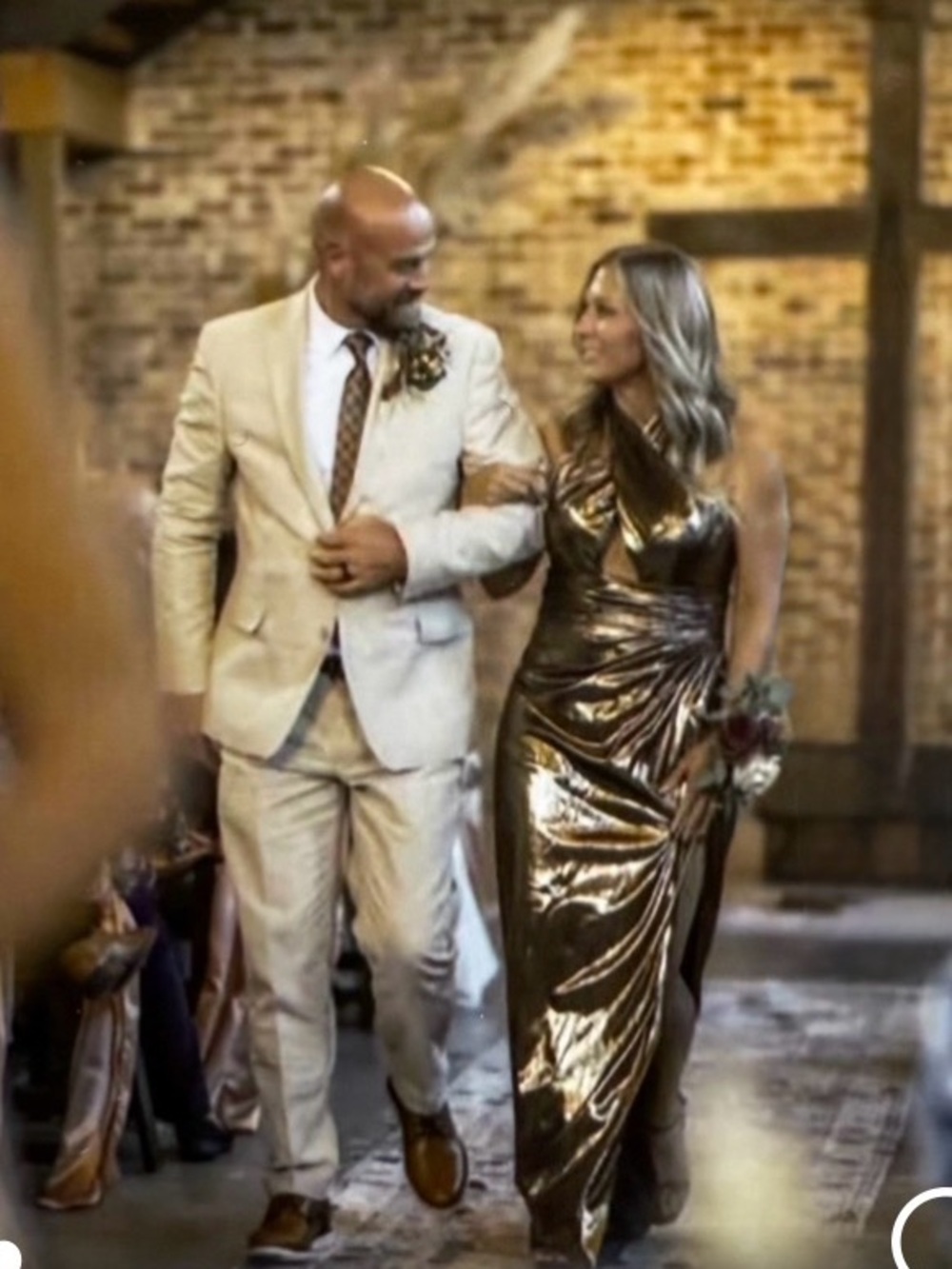 Ieena for Mac Duggal Gold Metallic Size 8- worn once